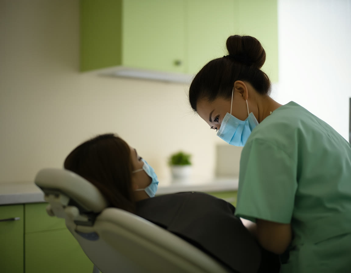 A hygienist performing a cleaning at Meridian Dental Studio