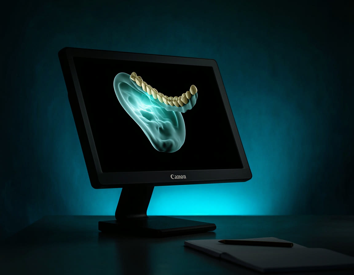 A 3D CBCT scan being reviewed for guided implant planning